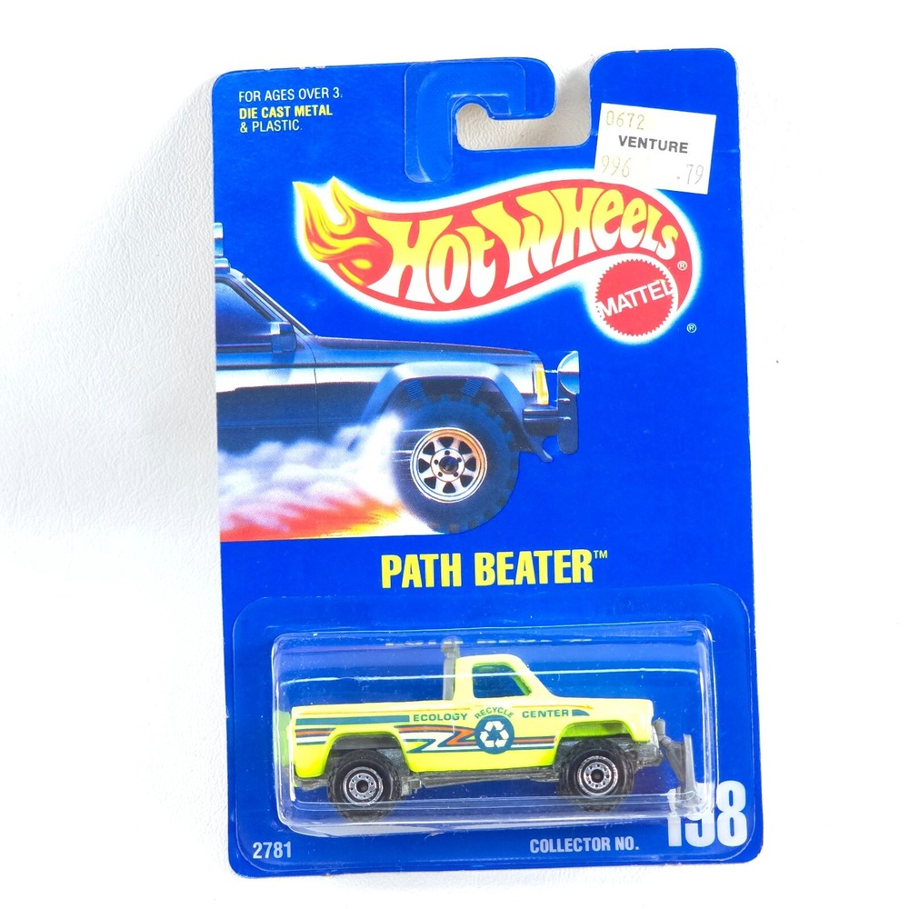 VTG 1991 Hot Wheels PATH BEATER Blue Card 198 Chevy Square Body Pickup Truck